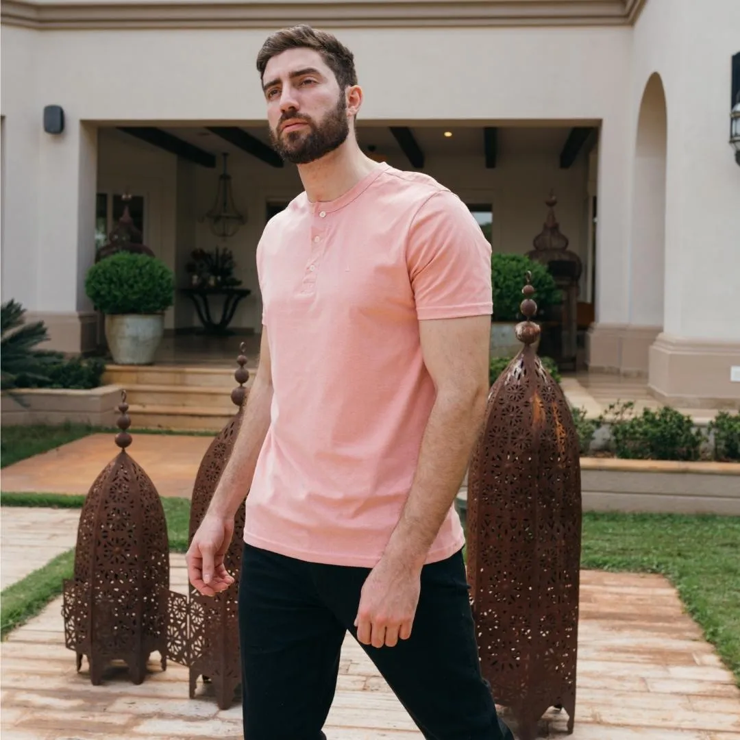REMERA LIBERATO BASICS HENLEY ROSADA RELIEVE AL TONO