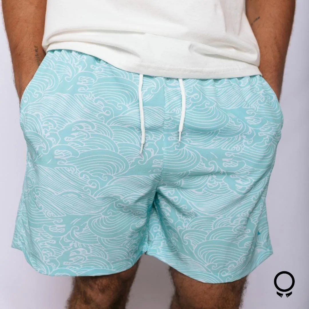 SHORT DE BAÑO LIBERATO BASICS SEMI CIRCULOS VERDE