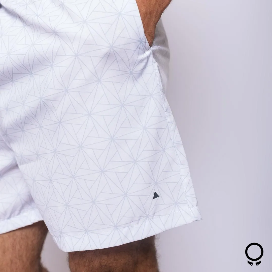 SHORT DE BAÑO LIBERATO BASICS BLANCO GEOMETRICO GRIS