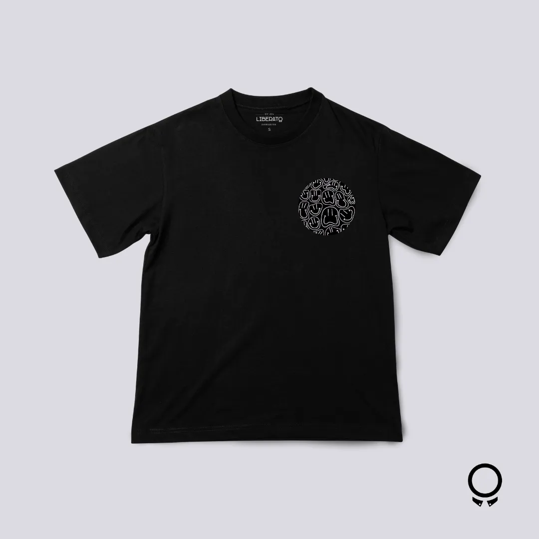 REMERA LIBERATO BASICS OVERSIZE NEGRA HAPPY FACE