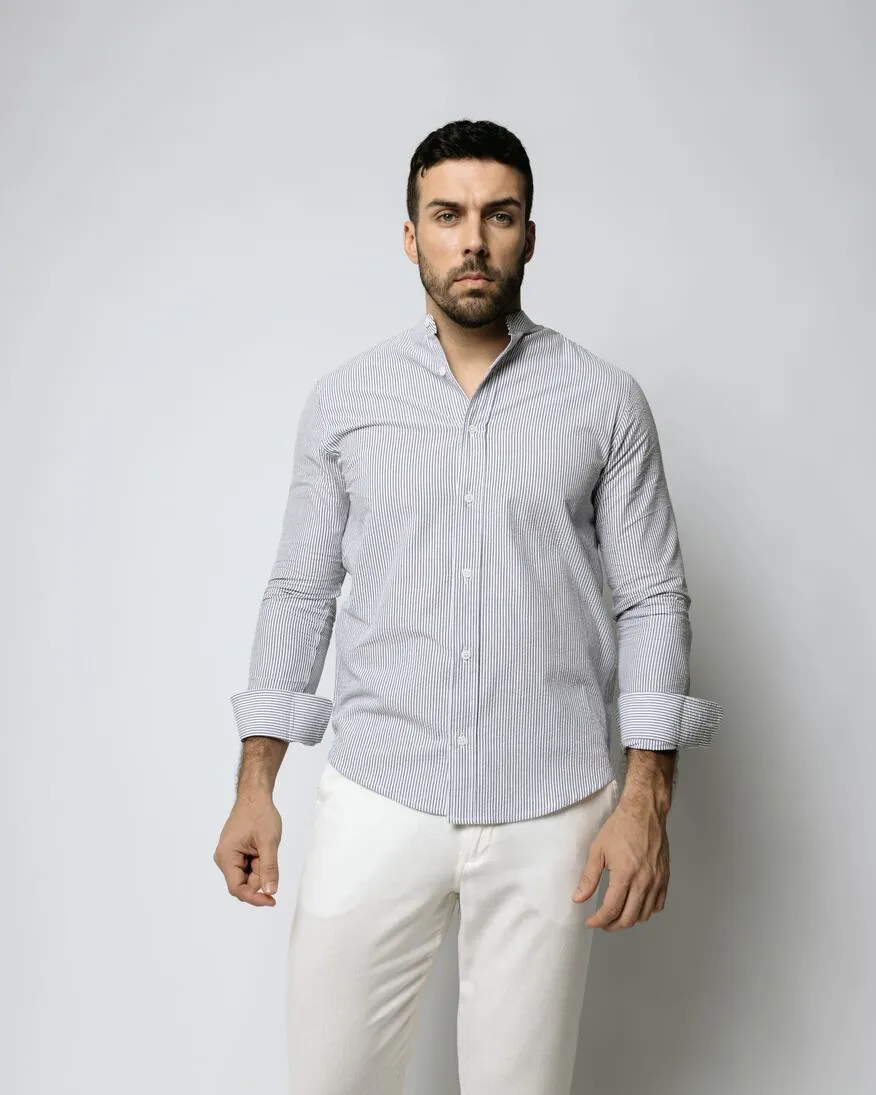 CAMISA LIBERATO BASICS MAO MANGAS LARGAS AZUL RAYAS