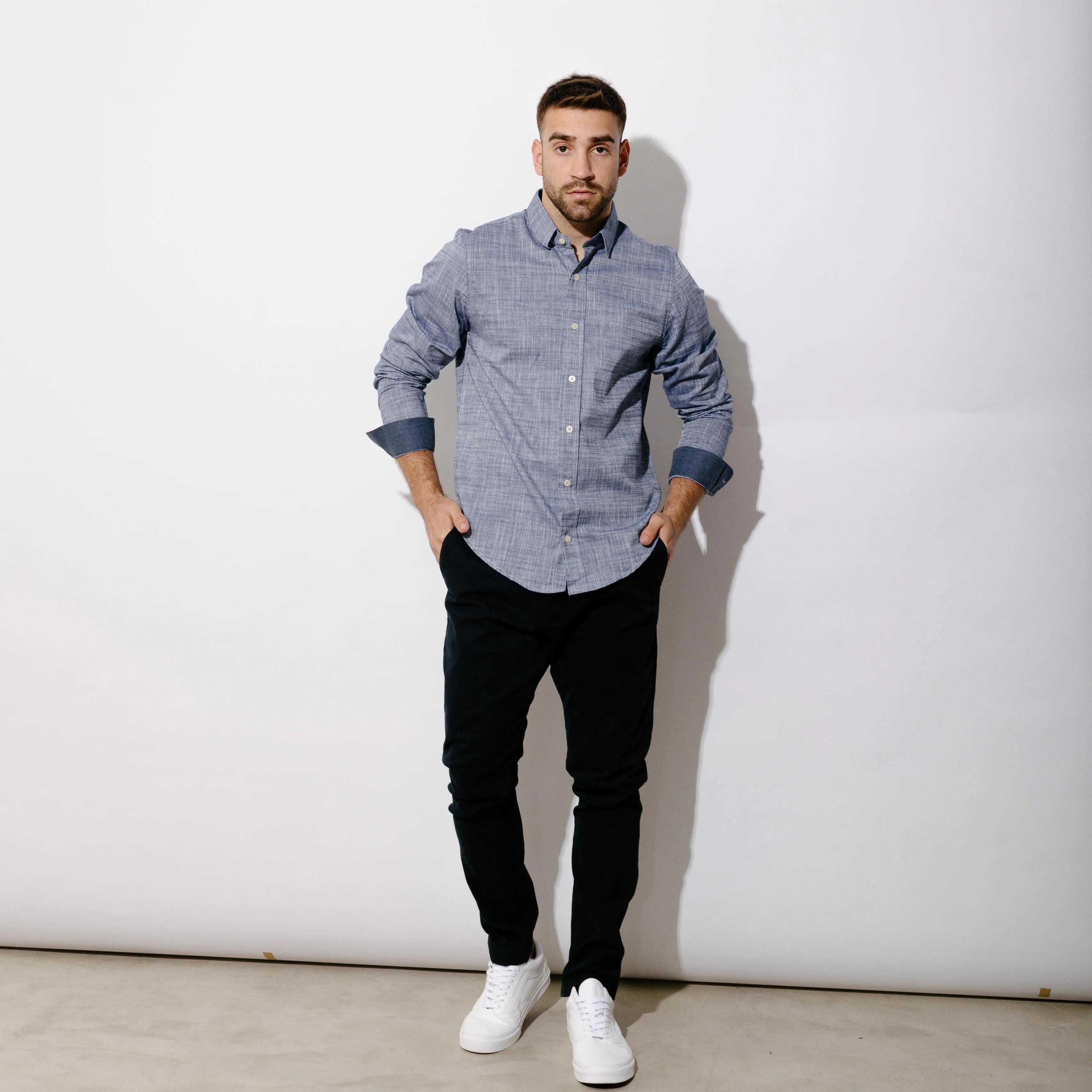 CAMISA LIBERATO BASICS  MANGAS LARGAS AZUL
