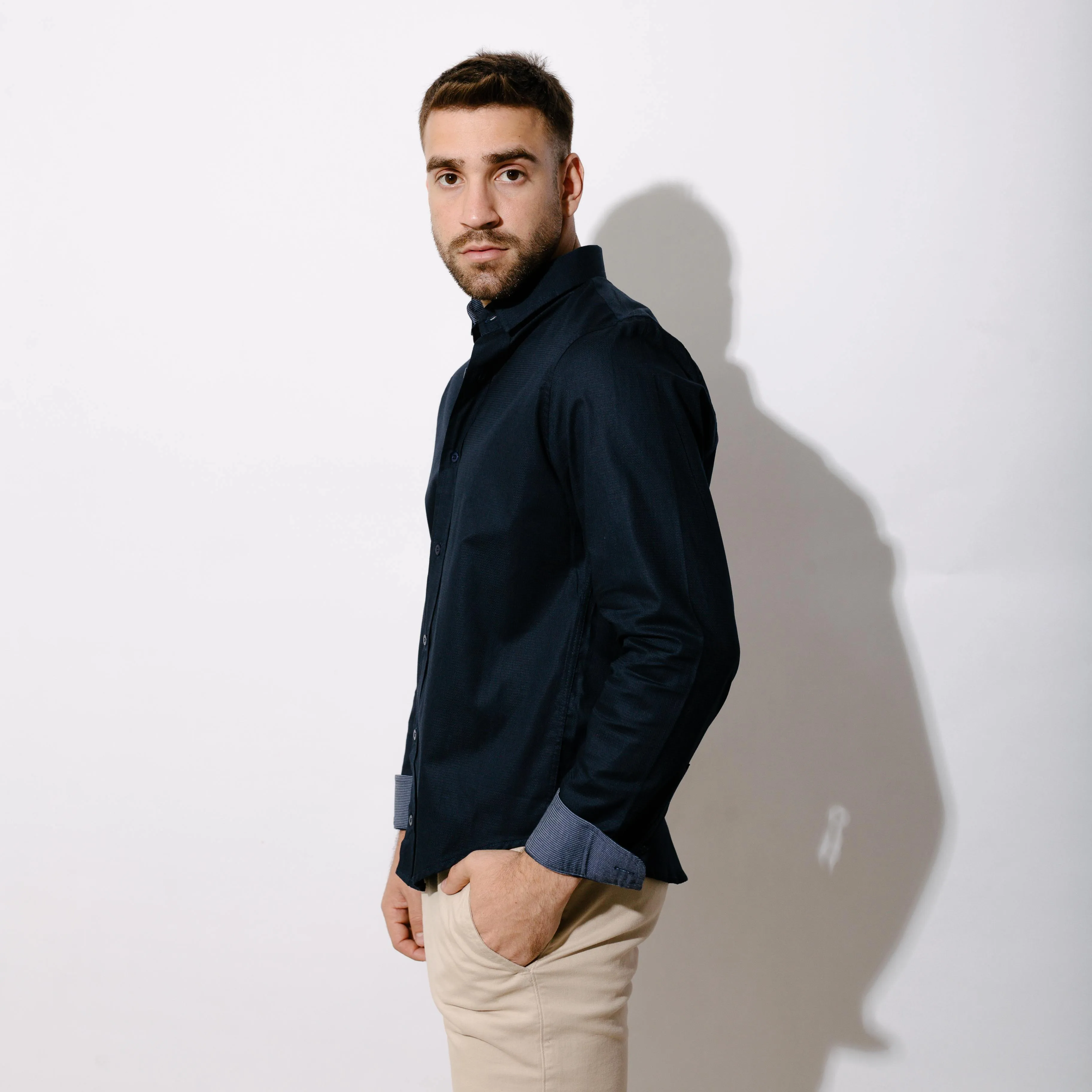 CAMISA LIBERATO BASICS MANGAS LARGAS AZUL MARINO