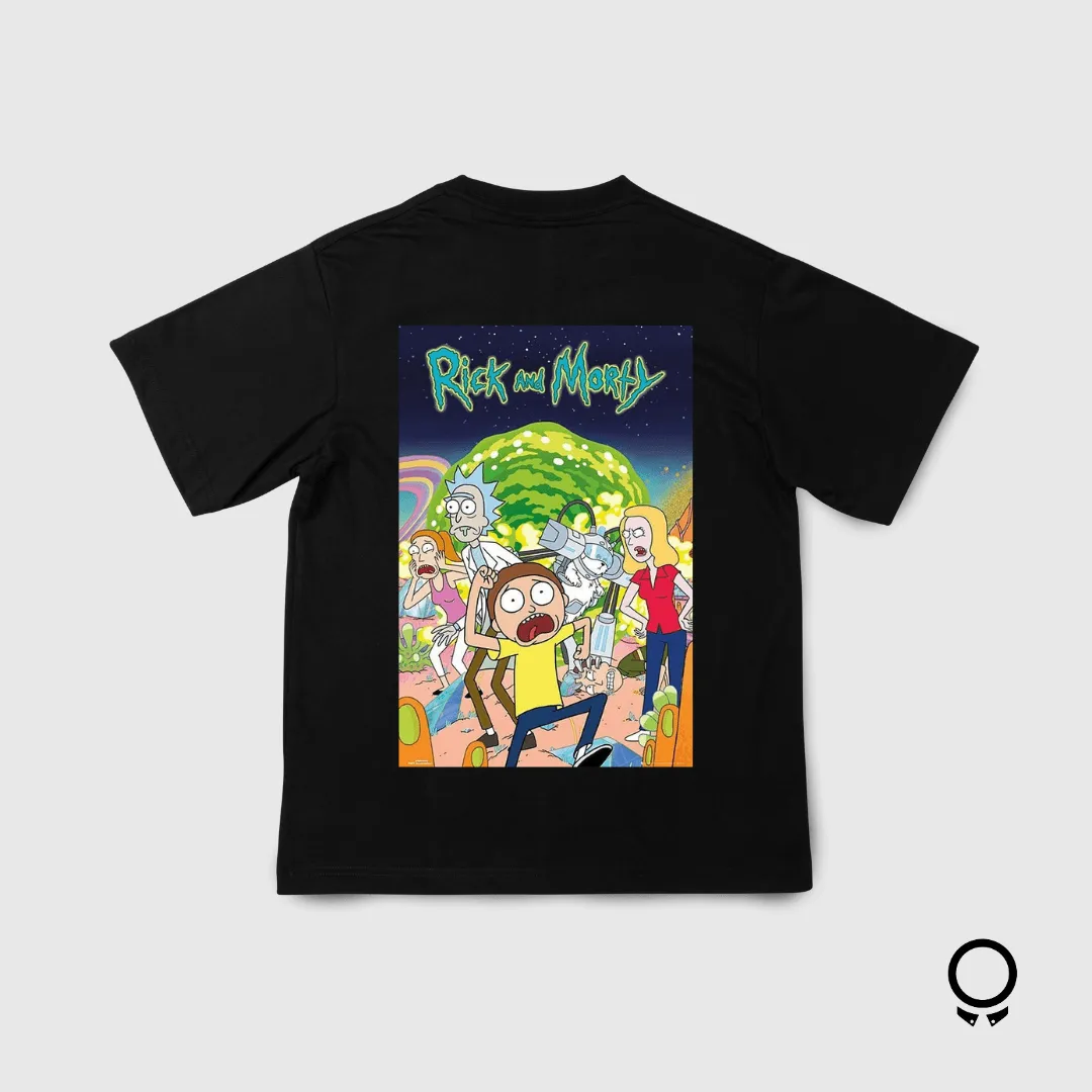 REMERA LIBERATO BASICS OVERSIZE NEGRA RICK AND MORTY