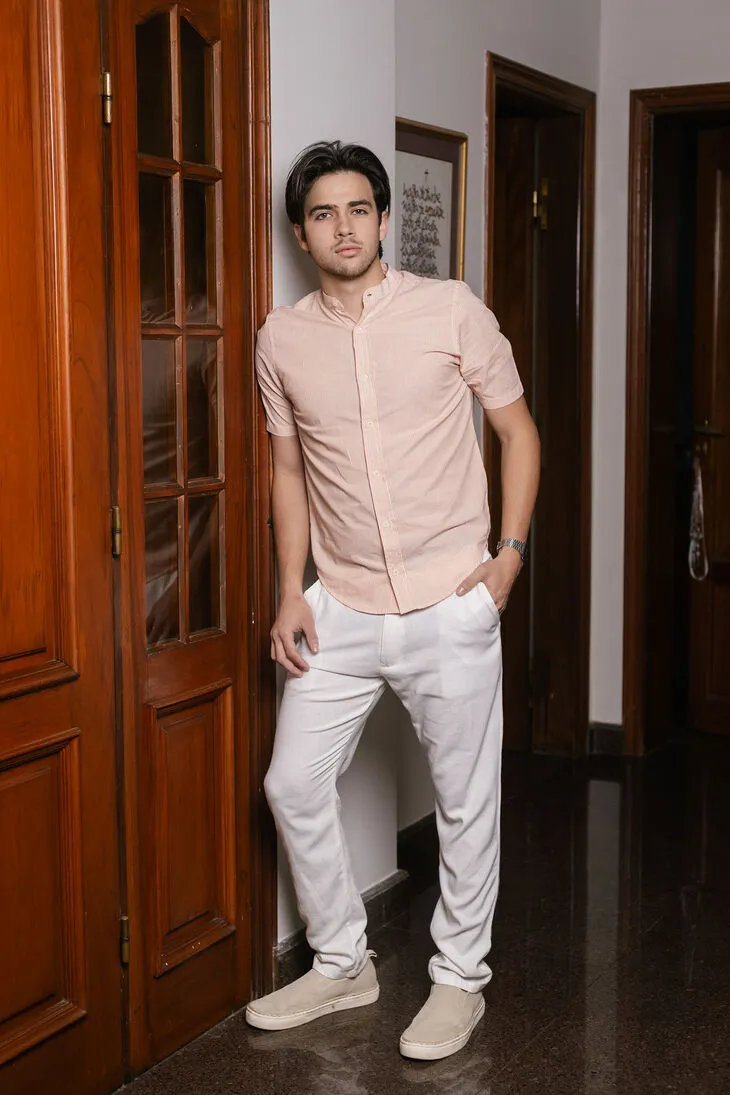 CAMISA LIBERATO BASICS MAO MANGAS CORTAS RAYITAS NARANJA