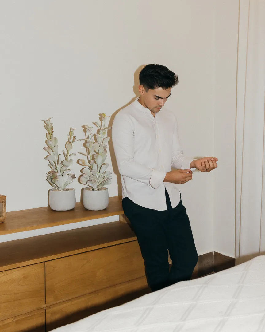 CAMISA LIBERATO BASICS MAO MANGAS LARGAS BLANCA