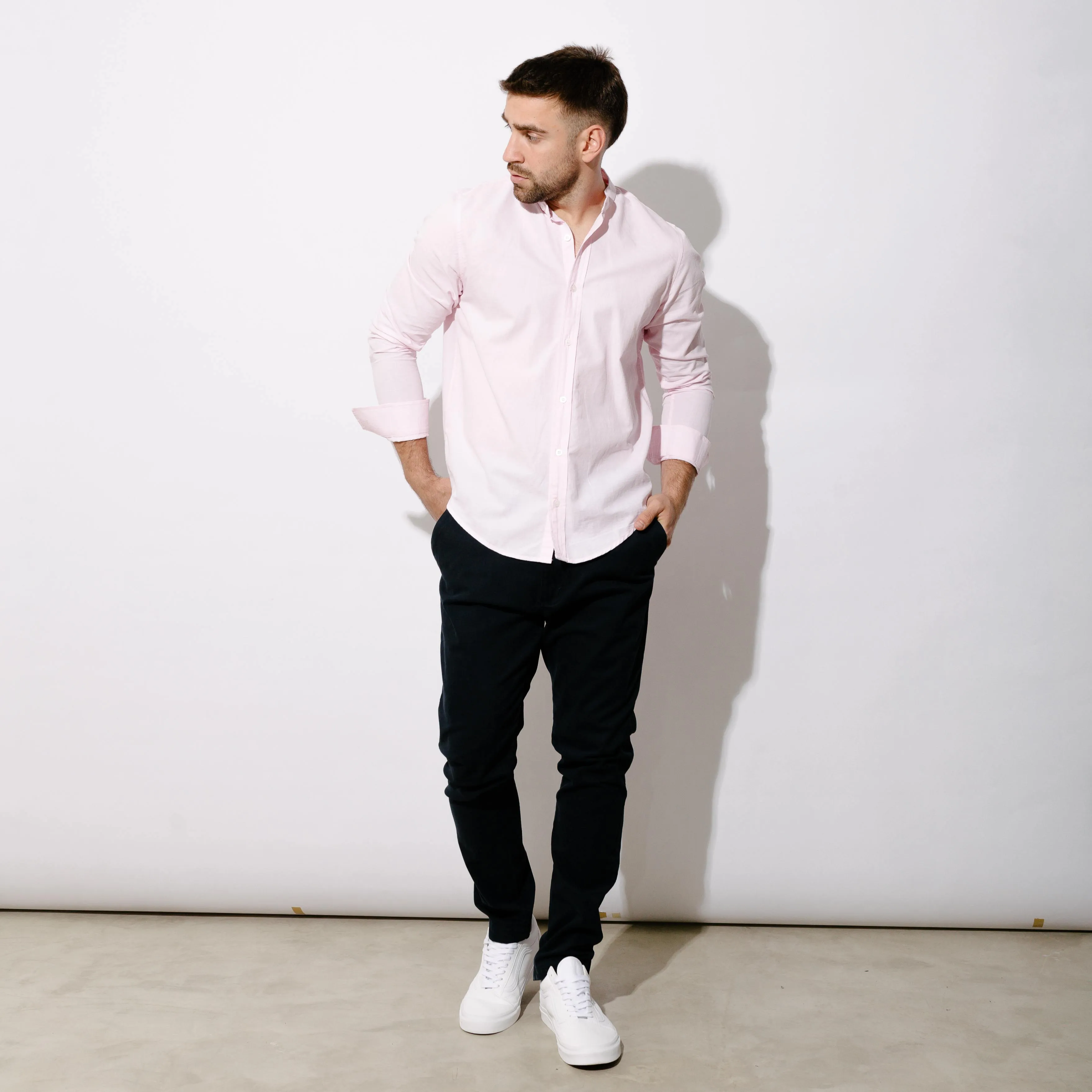 CAMISA LIBERATO BASICS MAO MANGAS LARGAS RAYITAS ROSADAS