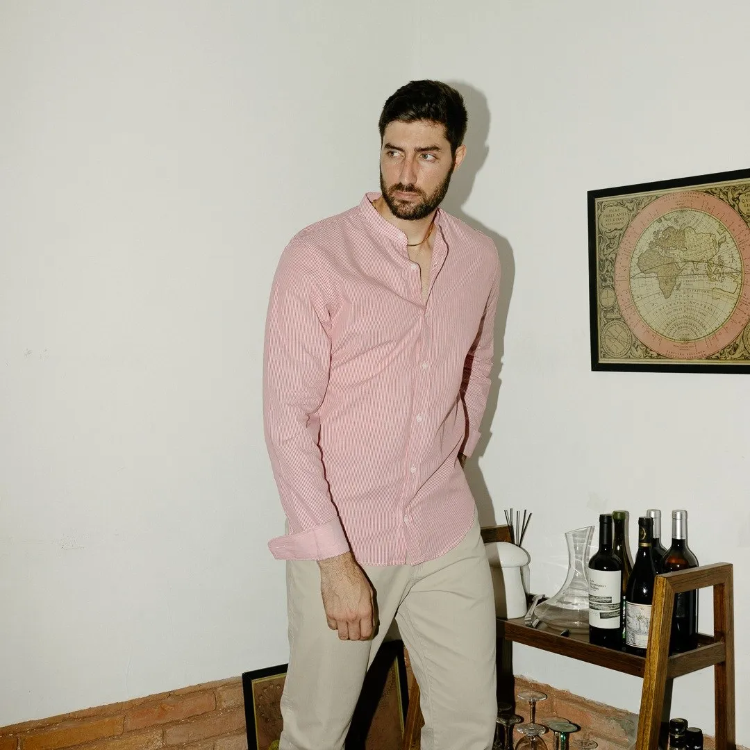CAMISA LIBERATO BASICS MAO MANGAS LARGAS RAYAS ROJAS