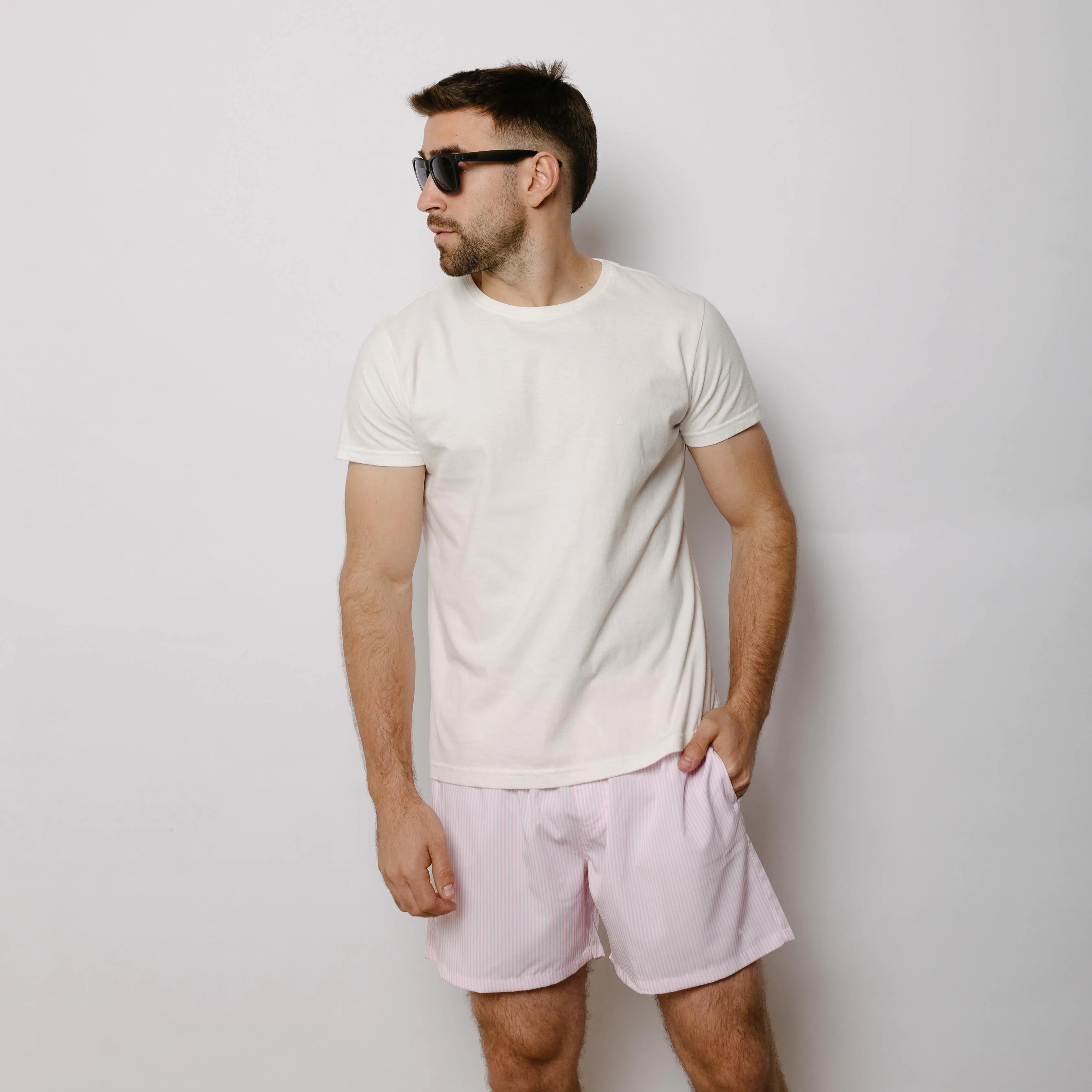 SHORT DE BAÑO LIBERATO BASICS RAYAS ROSADAS