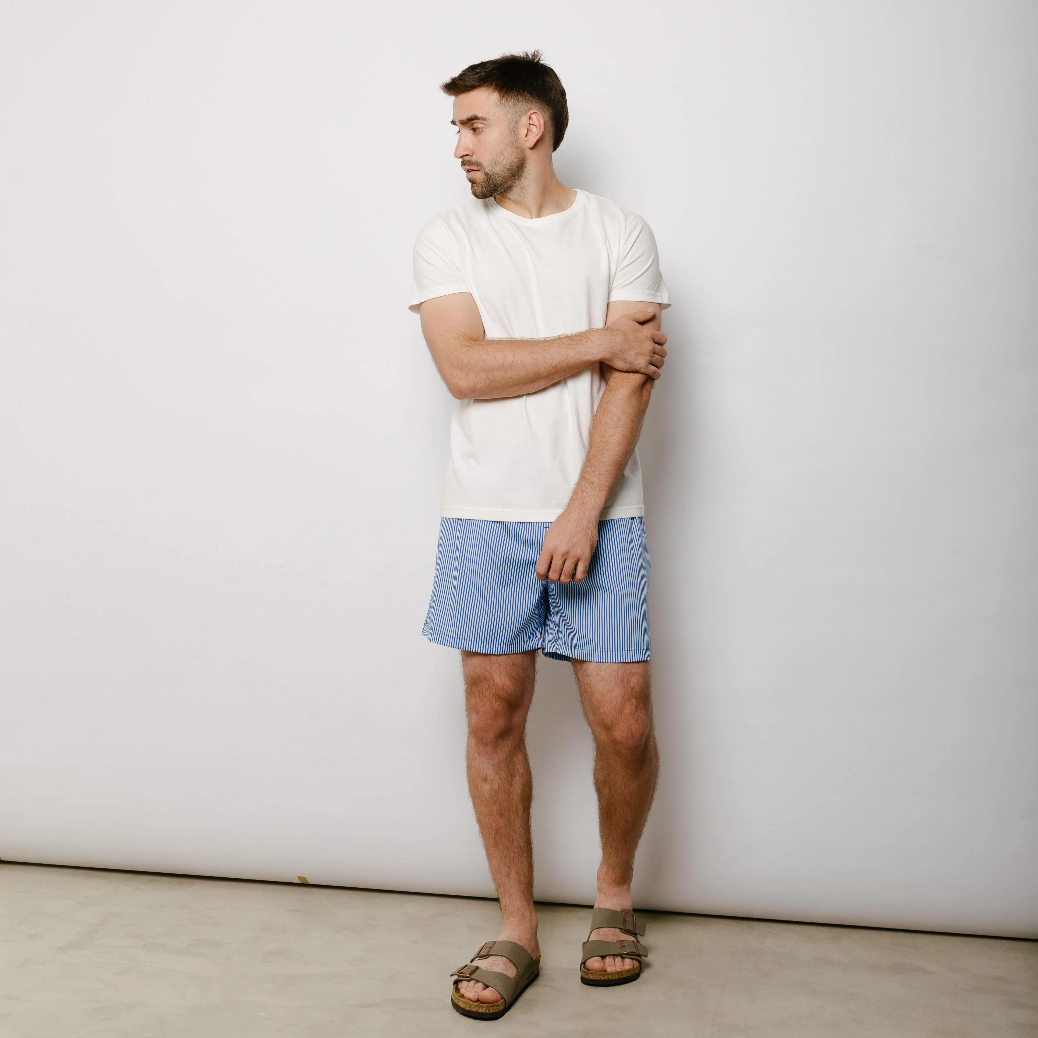 SHORT DE BAÑO LIBERATO BASICS RAYAS AZUL