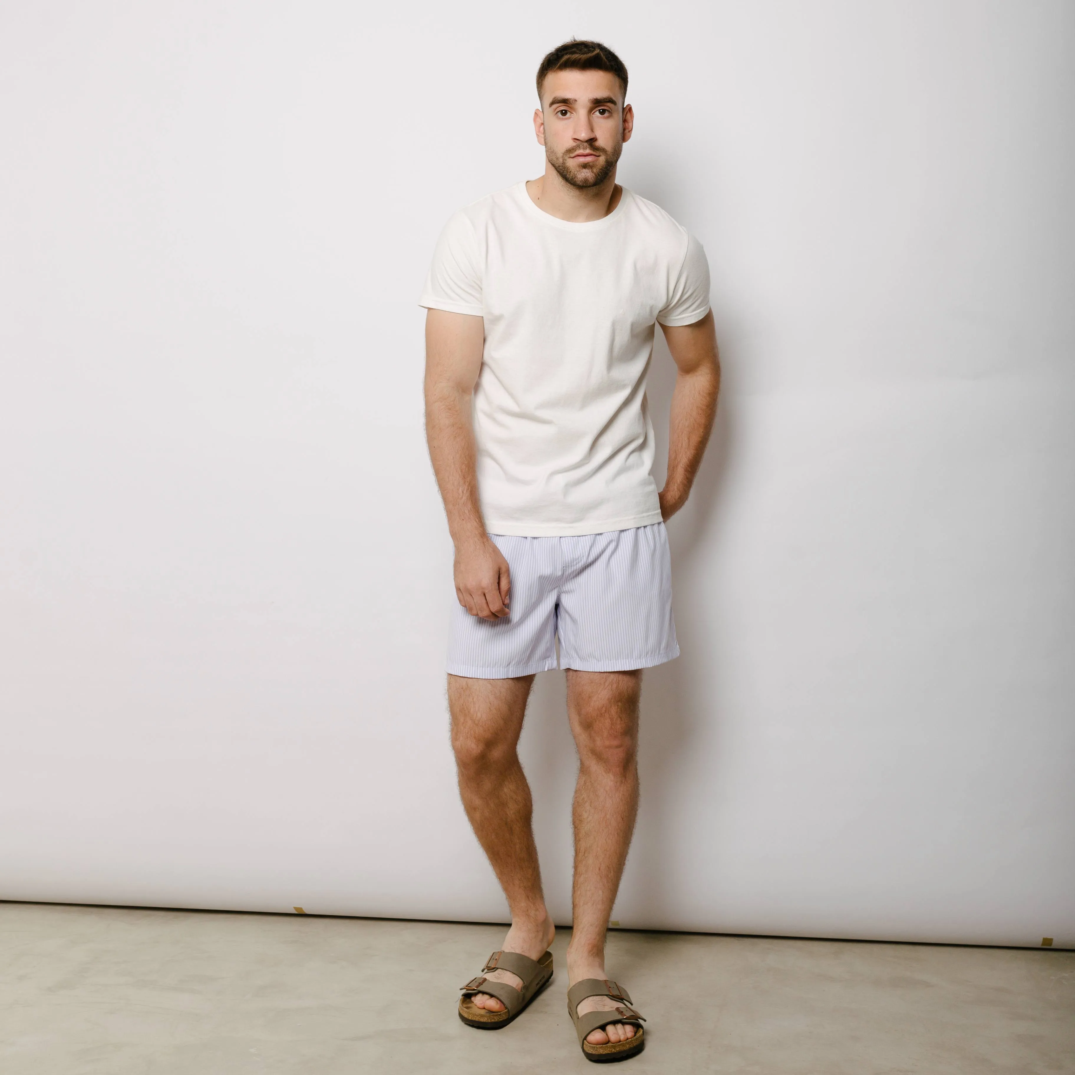 SHORT DE BAÑO LIBERATO BASICS RAYAS LILAS