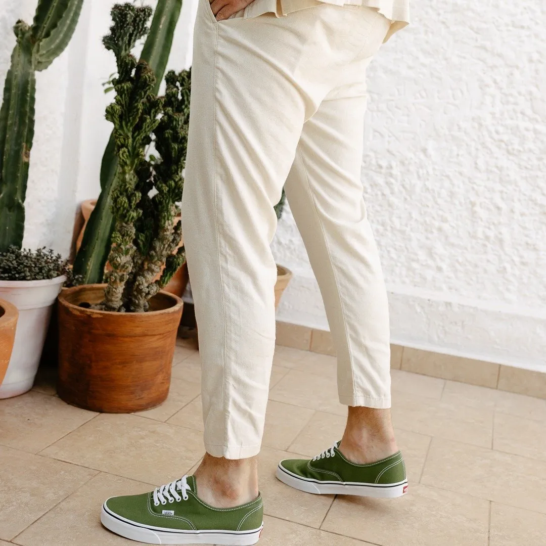 PANTALON CHINO LIBERATO BASICS DE LINO BEIGE