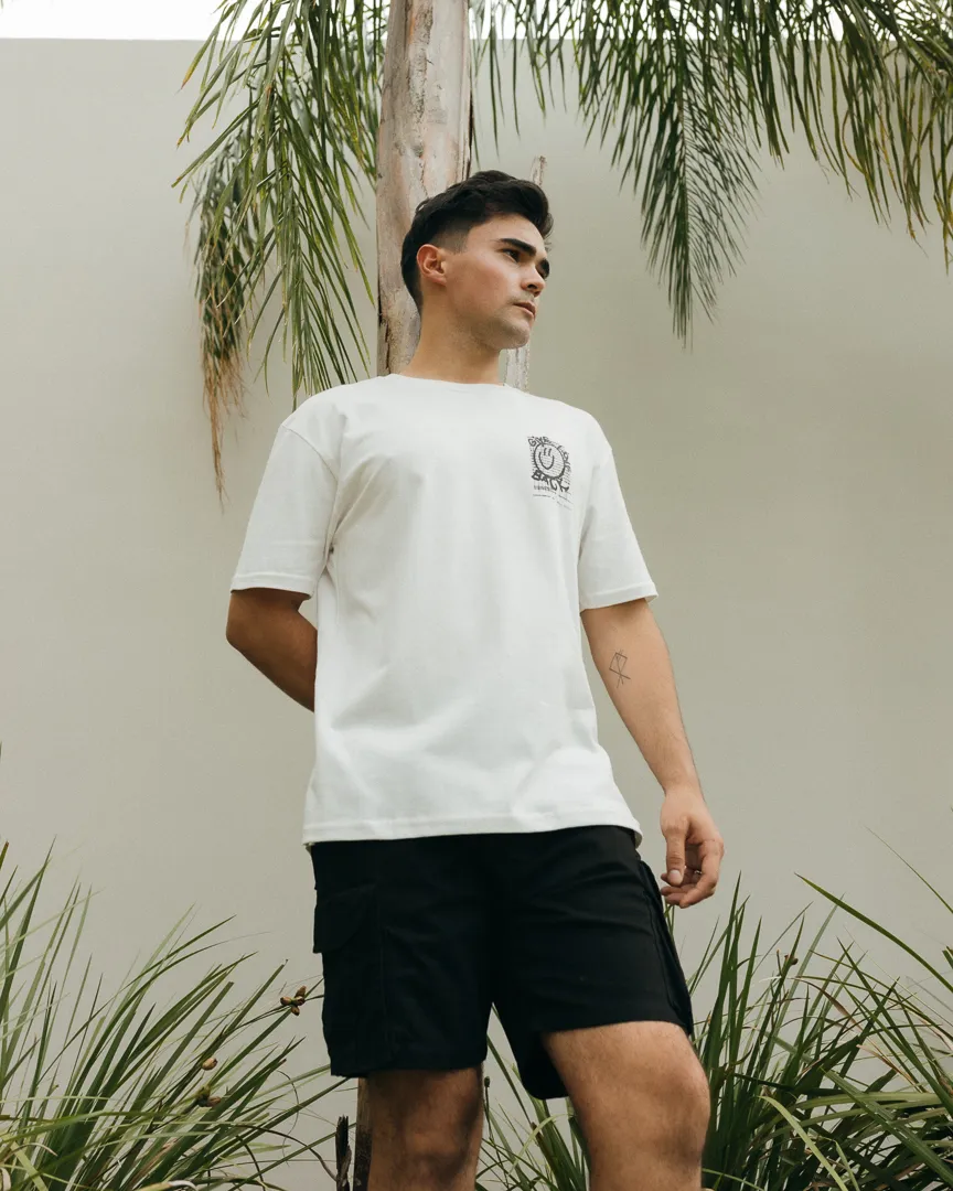 REMERA LIBERATO BASICS OVERSIZE PREMIUM 250GSM MARFIL GIVE LOVE BACK