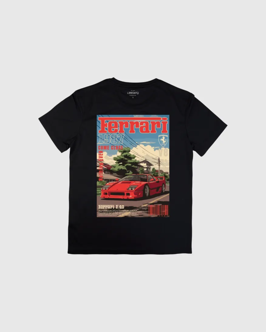 REMERA LIBERATO BASICS REGULAR FIT NEGRA FERRARI 1987