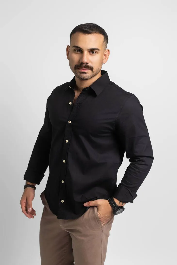 CAMISA LIBERATO BASICS MANGAS LARGAS NEGRA