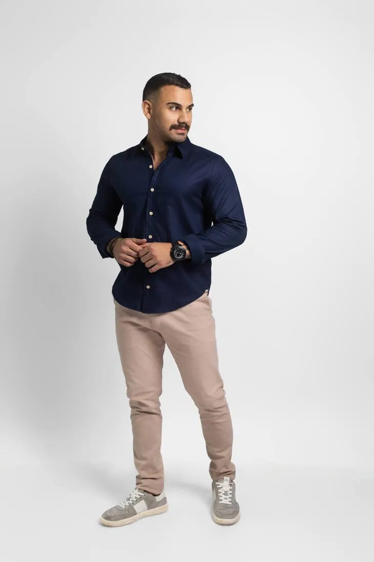 CAMISA LIBERATO BASICS MANGAS LARGAS AZUL MARINO