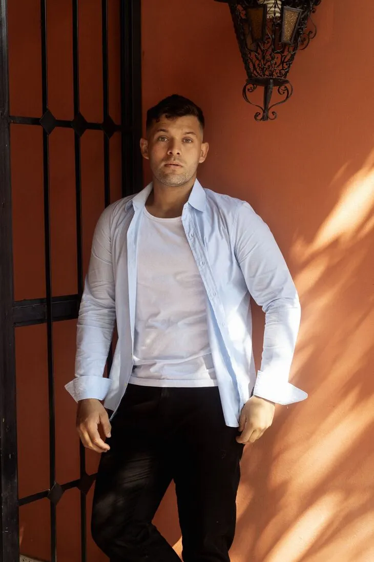 CAMISA LIBERATO BASICS MANGAS LARGAS CELESTE FANTASIA