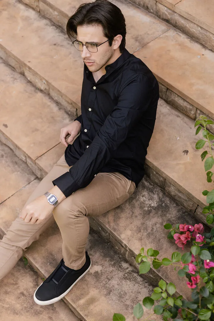 CAMISA LIBERATO BASICS MAO MANGAS LARGAS NEGRA