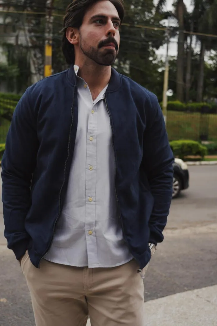BOMBER JACKET LIBERATO BASICS GAMUZA AZUL MARINO