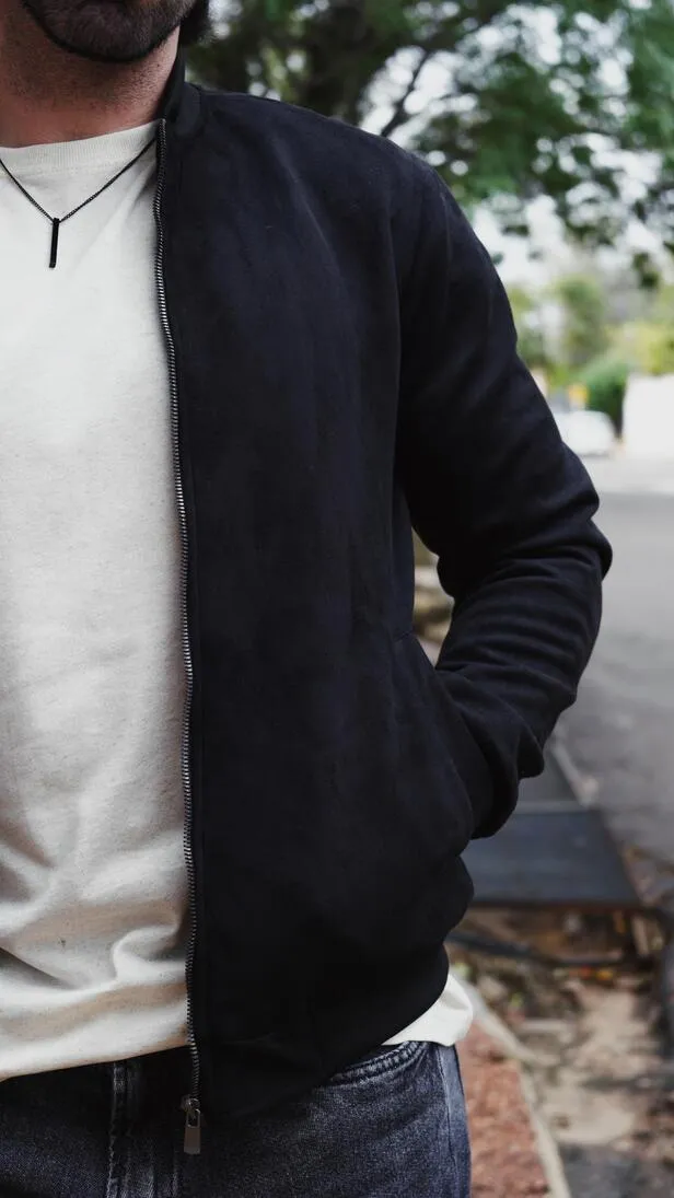 BOMBER JACKET LIBERATO BASICS GAMUZA NEGRA