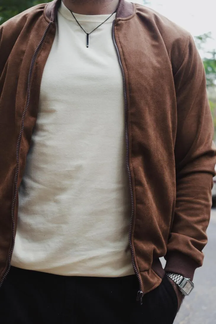 BOMBER JACKET LIBERATO BASICS GAMUZA MARRON