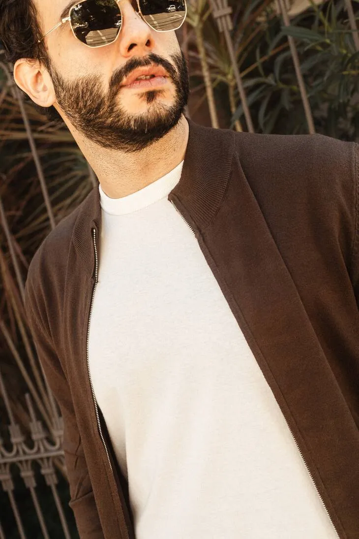SWEATER LIBERATO BASICS CON CIERRE MARRON