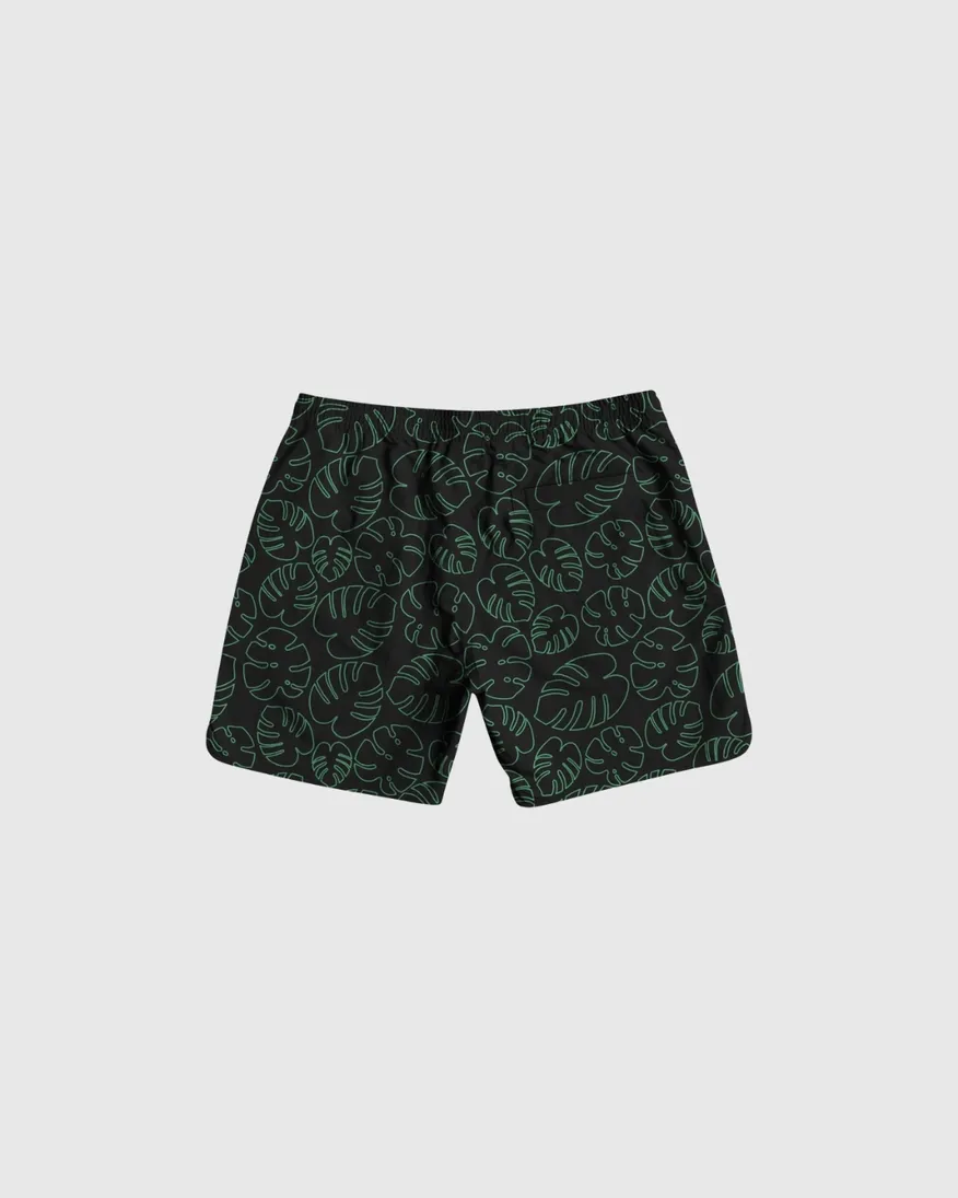 SHORT DE BAÑO LIBERATO NEGRO HOJAS VERDES