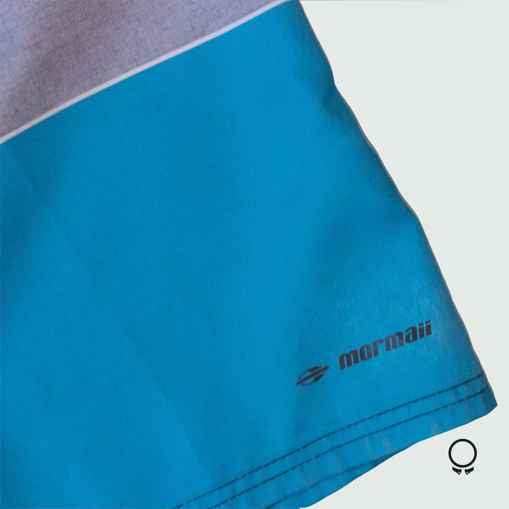 SHORT NEGRO RAYADA TURQUESA Y GR34