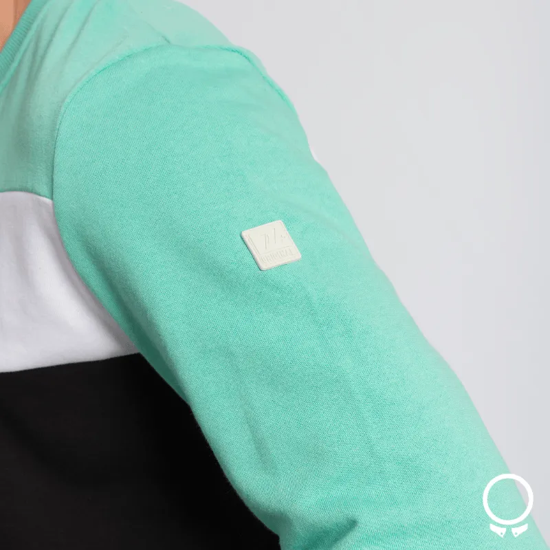 SUDADERA N+ MARC CON RECORTES VERDE Y NEGRO