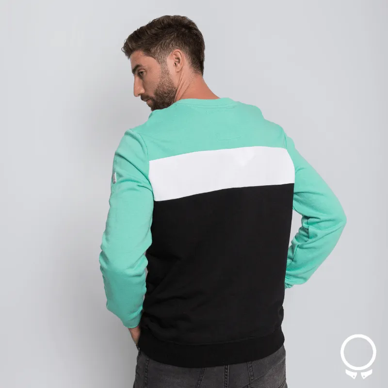 SUDADERA N+ MARC CON RECORTES VERDE Y NEGRO