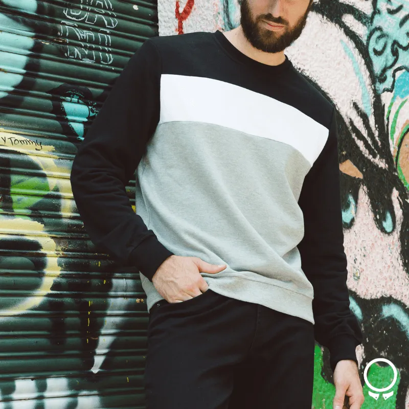 SUDADERA N+ MARC CON RECORTES NEGRO CON GRIS