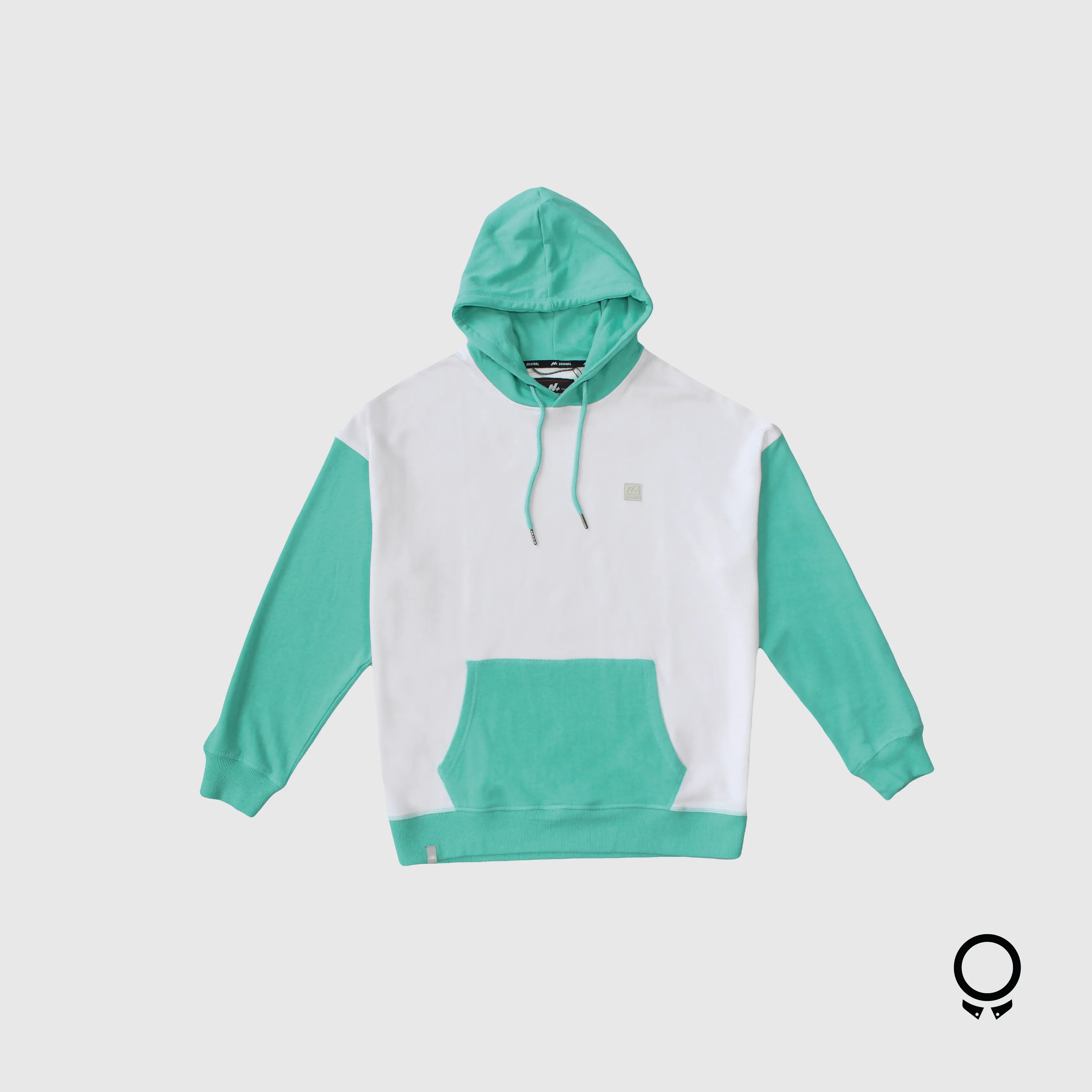HOODIE N+ BOARD CON RECORTES BLANCO CON VERDE