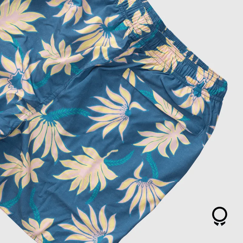 SHORT DE BAÑO N+ TOM CELESTE HOJAS