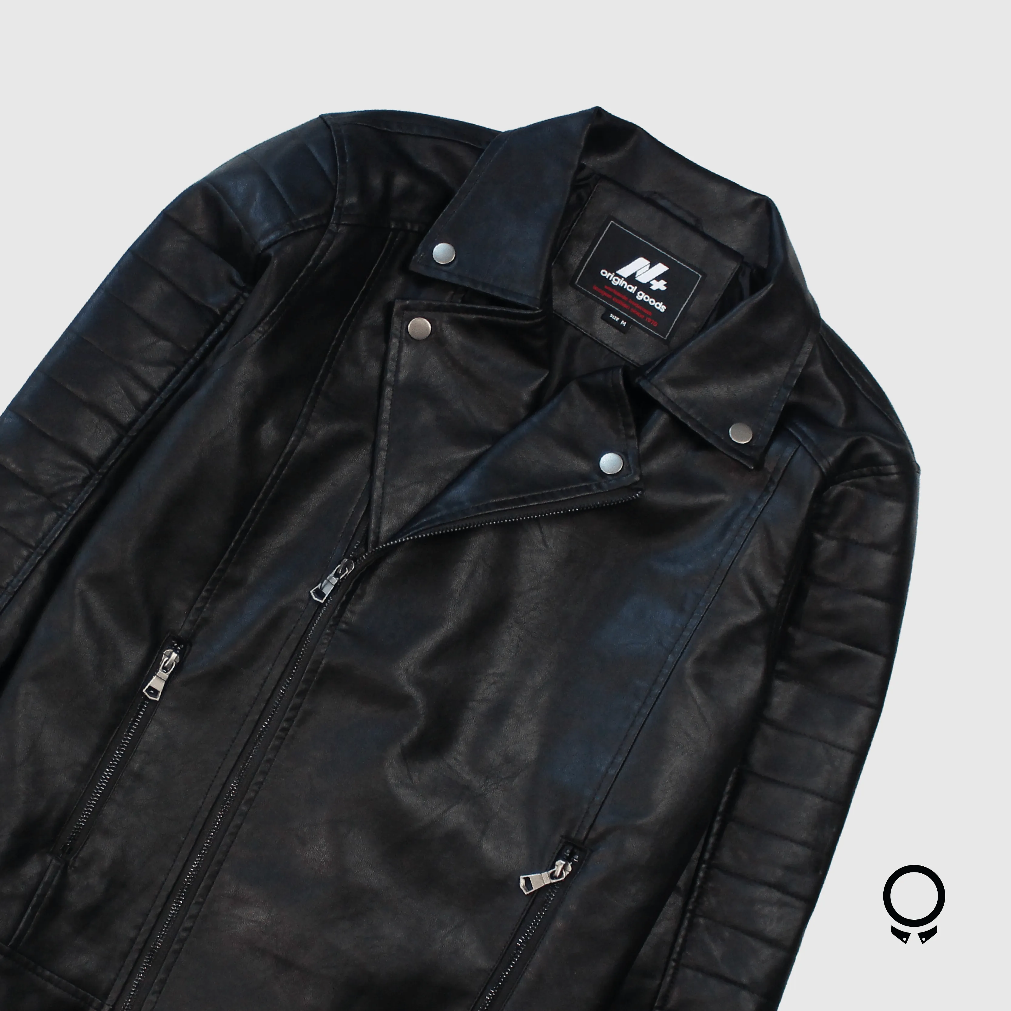 CAMPERA DE CUERO ECOLOGICO N+ PU LUAR NEGRA