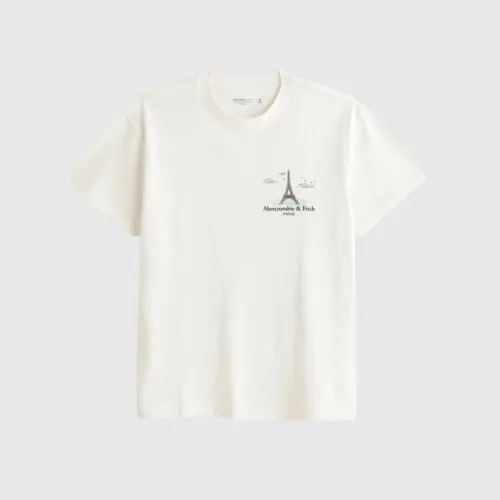 REMERA ABERCROMBIE BLANCA PARIS LANDSCAPE