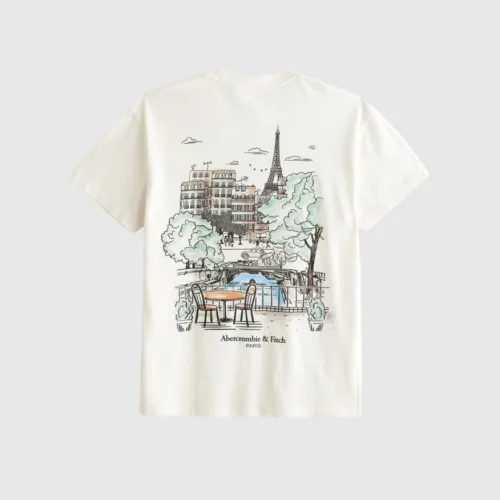 REMERA ABERCROMBIE BLANCA PARIS LANDSCAPE