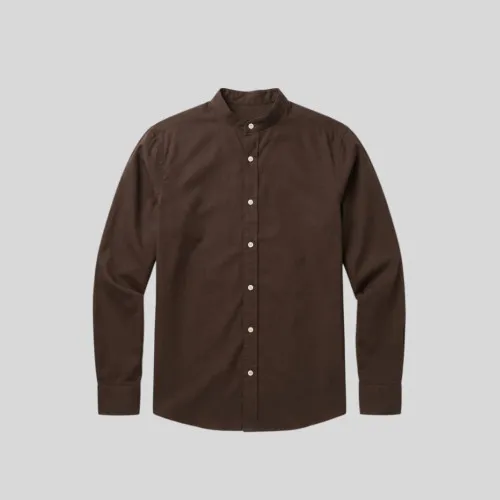 Camisa Liberato Basics Cuello Mao Mangas Largas Marron
