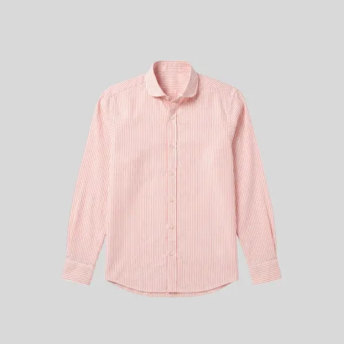 Camisa Liberato Basics Mangas Largas Blanca Rayas Naranjas