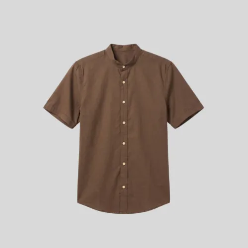 CAMISA LIBERATO CUELLO MAO MANGAS CORTAS MARRON
