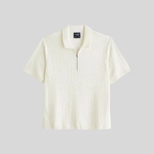 REMERA ABERCROMBIE POLO CON CIERRE MARFIL