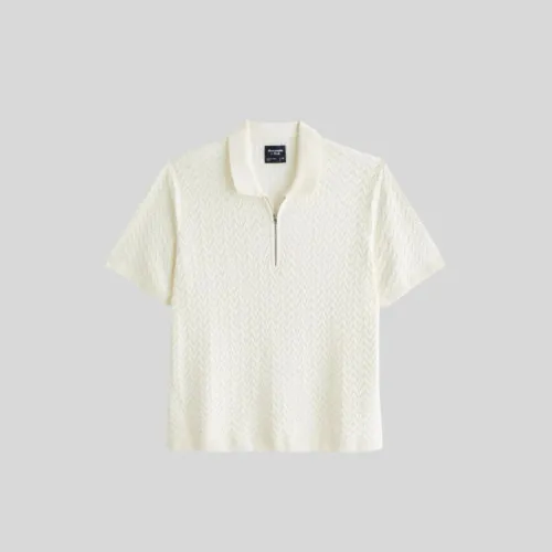 REMERA ABERCROMBIE POLO CON CIERRE MARFIL