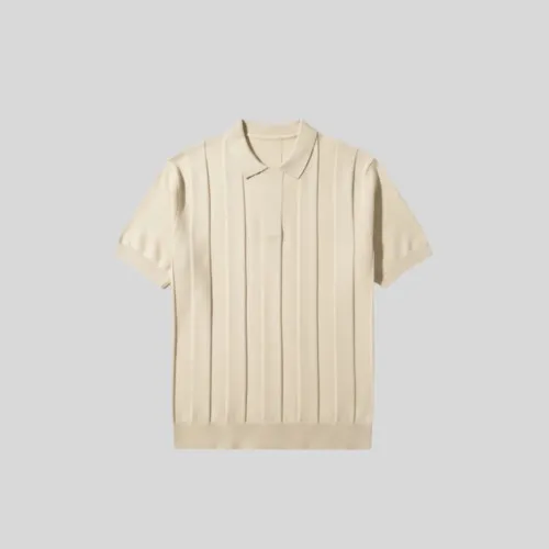 REMERA POLO LIBERATO DE HILO CON CIERRE BEIGE