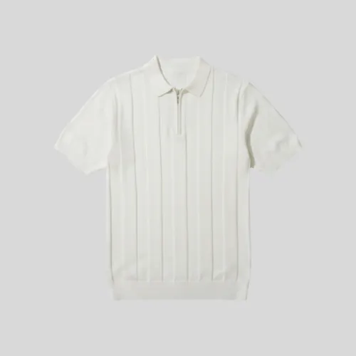 REMERA POLO LIBERATO DE HILO CON CIERRE BLANCO