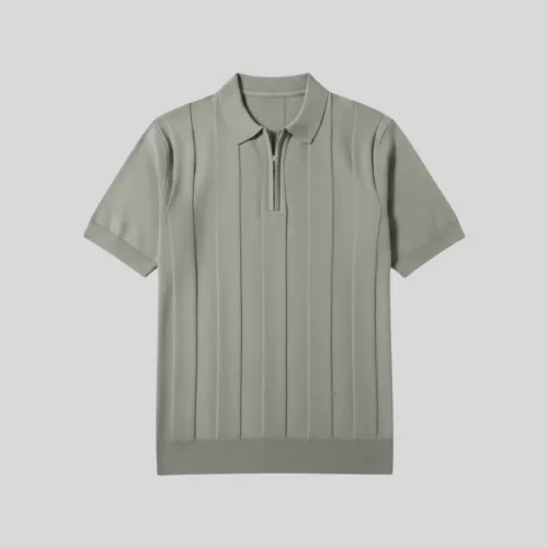REMERA POLO LIBERATO DE HILO CON CIERRE VERDE