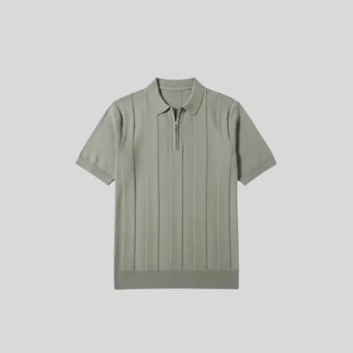 REMERA POLO LIBERATO DE HILO CON CIERRE VERDE