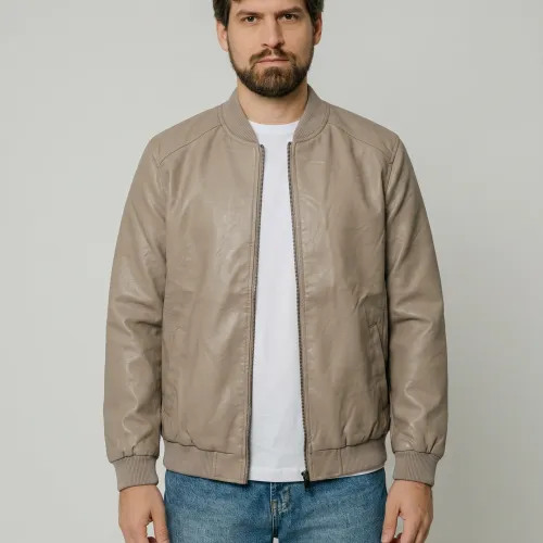 BOMBERJACKET LIBERATO ECO CUERO BEIGE