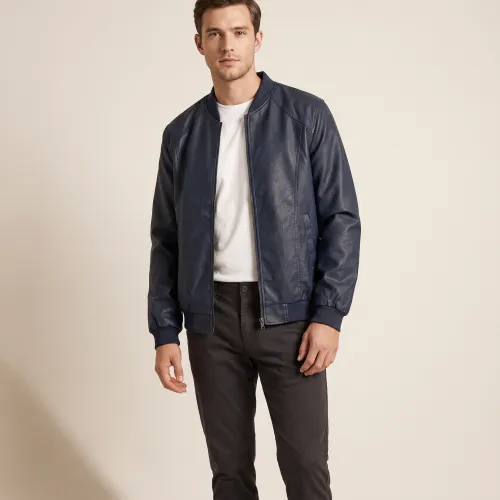 BOMBERJACKET LIBERATO ECO CUERO NEGRO