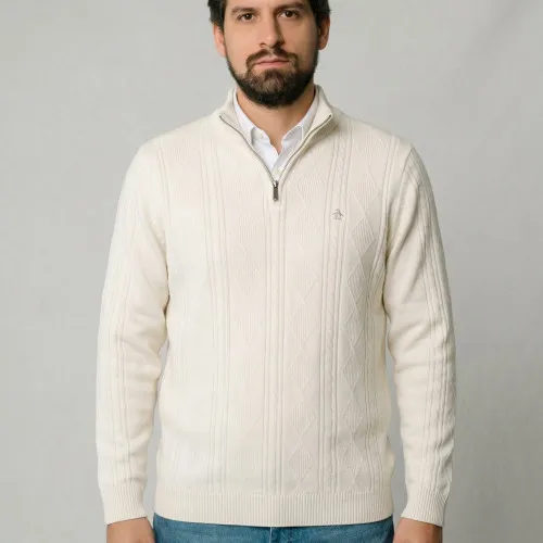 SWEATER LIBERATO MEDIO CIERRE BLANCO