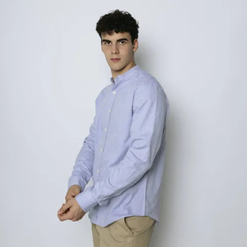 CAMISA LIBERATO CUELLO MAO MANGAS LARGAS CELESTE