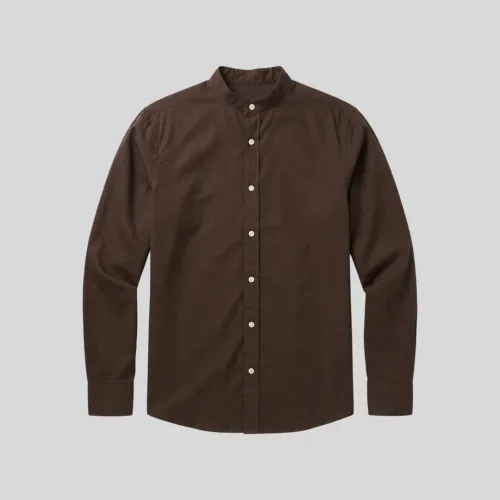 Camisa Liberato Basics Cuello Mao Mangas Largas Marron